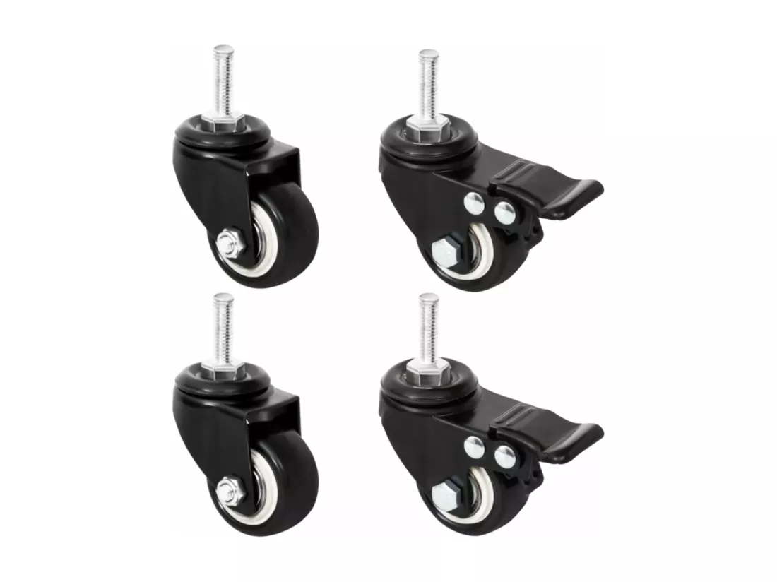 Roues pour jardinière 4 pièces noir 8x3,5x8 cm fer