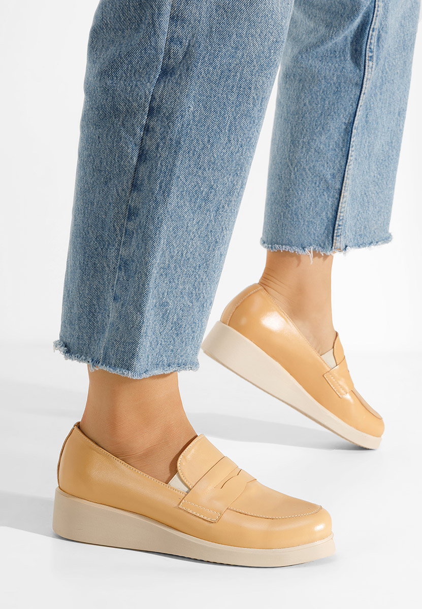 Mocassins femme à plateforme beige Gessi