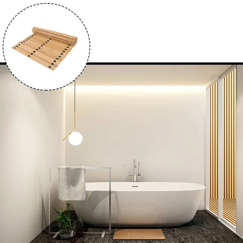 (59x40cm) Bambus Anti-Rutsch Dusch Matte Badewannen Holz Vorleger - Braun