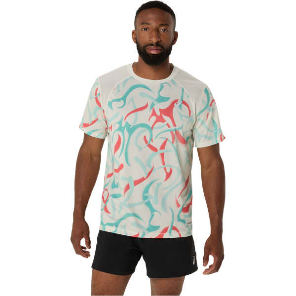T-shirt running ASICS ROAD ALL OVER PRINT SS TOP BIRCH