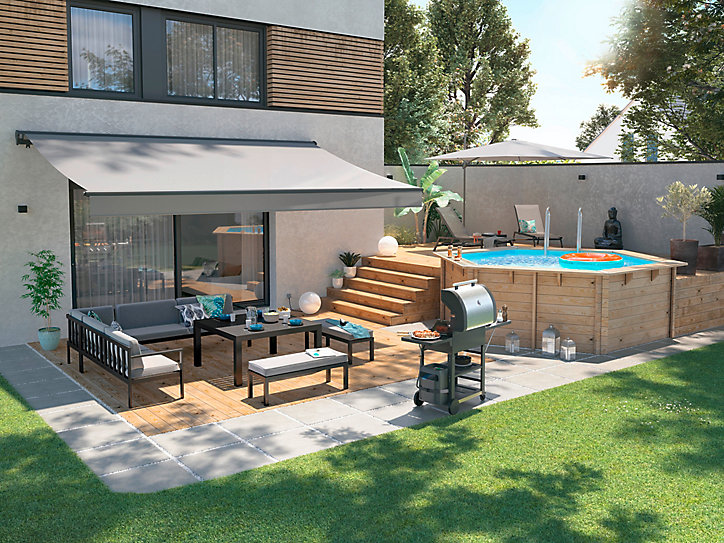 Salon de jardin bas Proloisirs Royan II aluminium gris