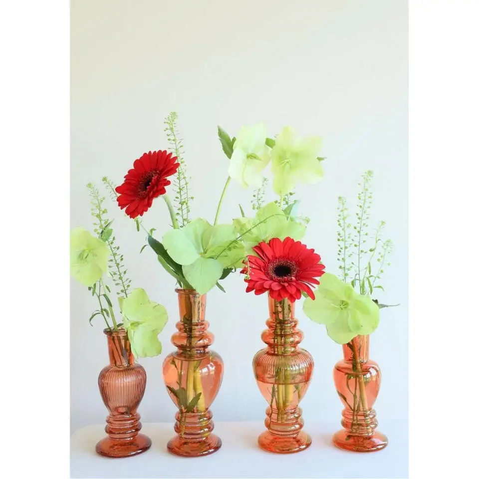 Ideas 4 Seasons Bloemenvaas Venice - glas - oranje - D5.7 x H15 cm