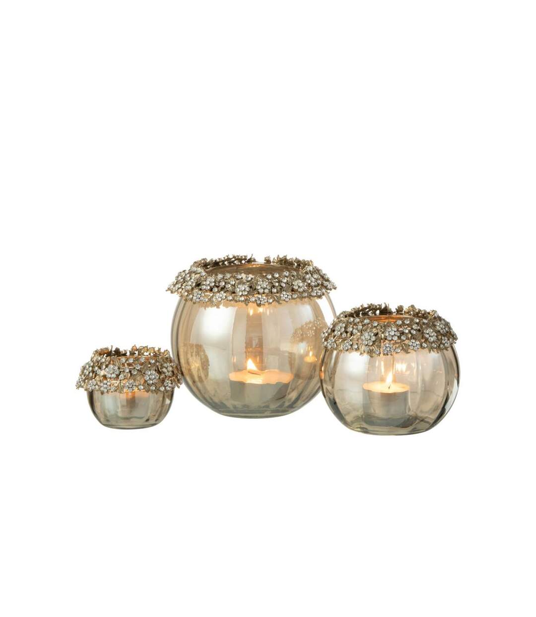 Paris Prix - Photophore En Verre Design vallee 10cm Bronze