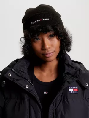 Gorro de malha canelada com logotipo