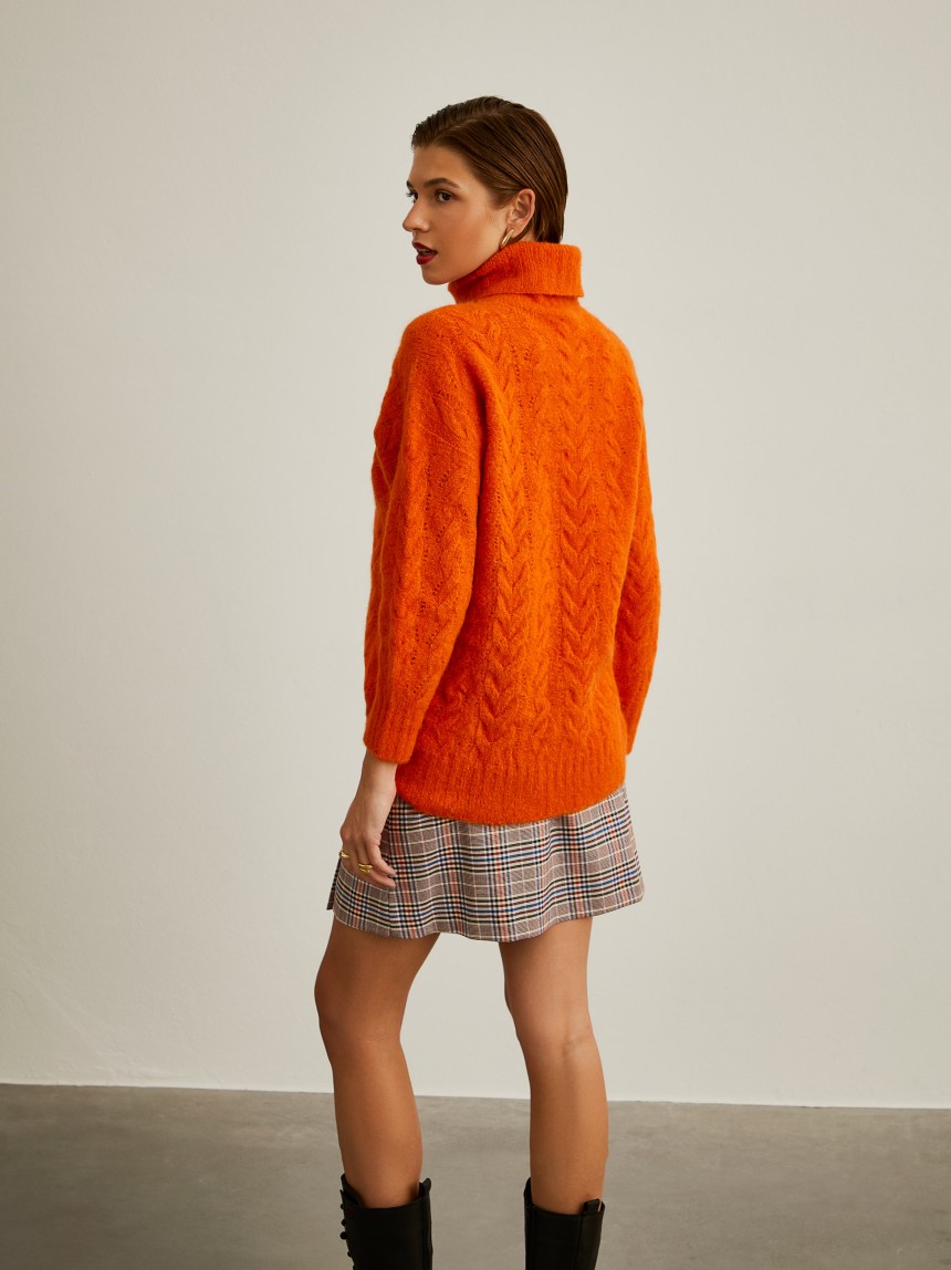 Camisola de gola alta com lã de alpaca