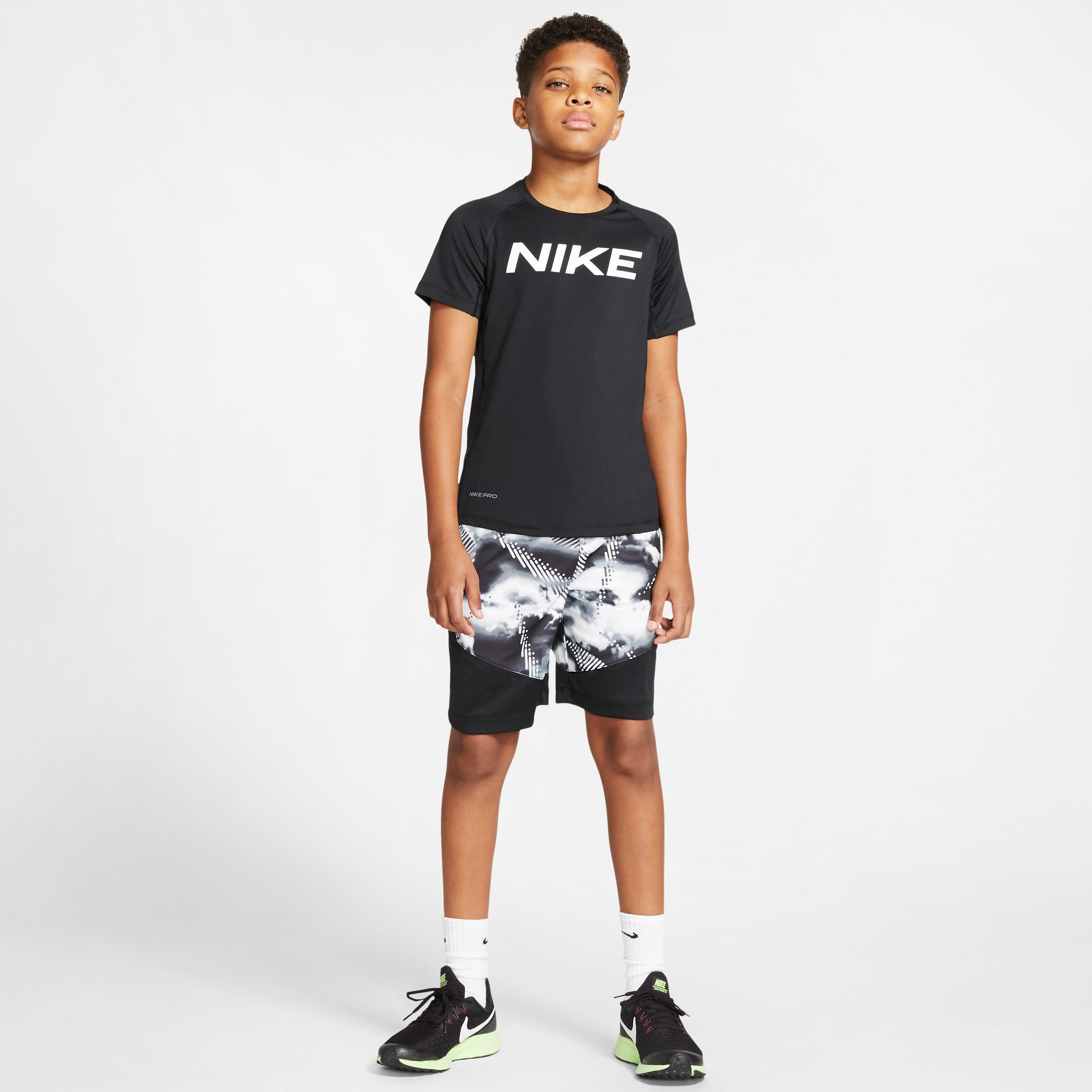 Pro Short Sleeve Big Kids Black/White