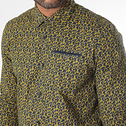 Chemise Manches Longues SIL404 Jaune Bleu Marine