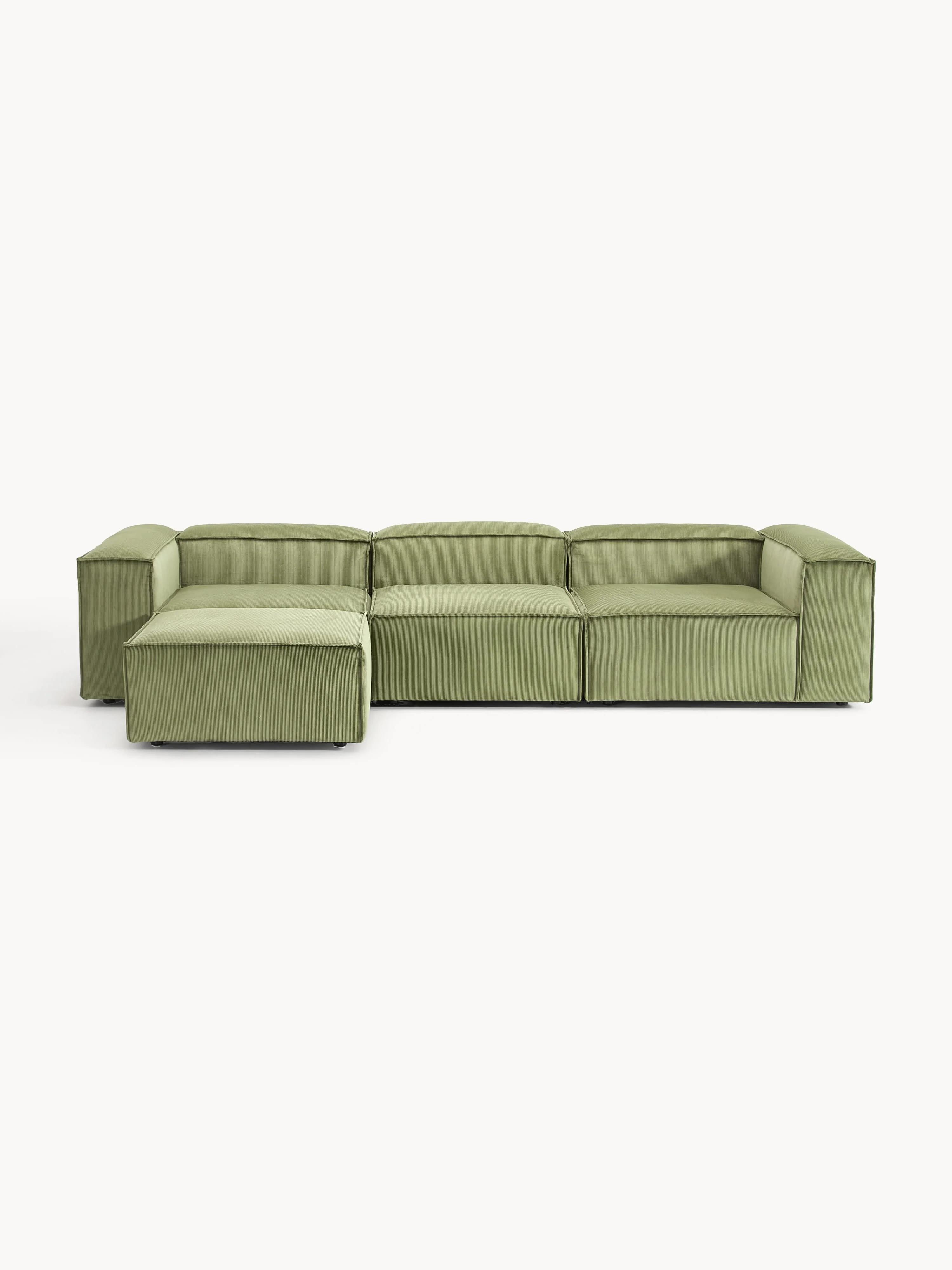 Modulaire bank Lennon (4-zits) van corduroy met poef (links/rechts)