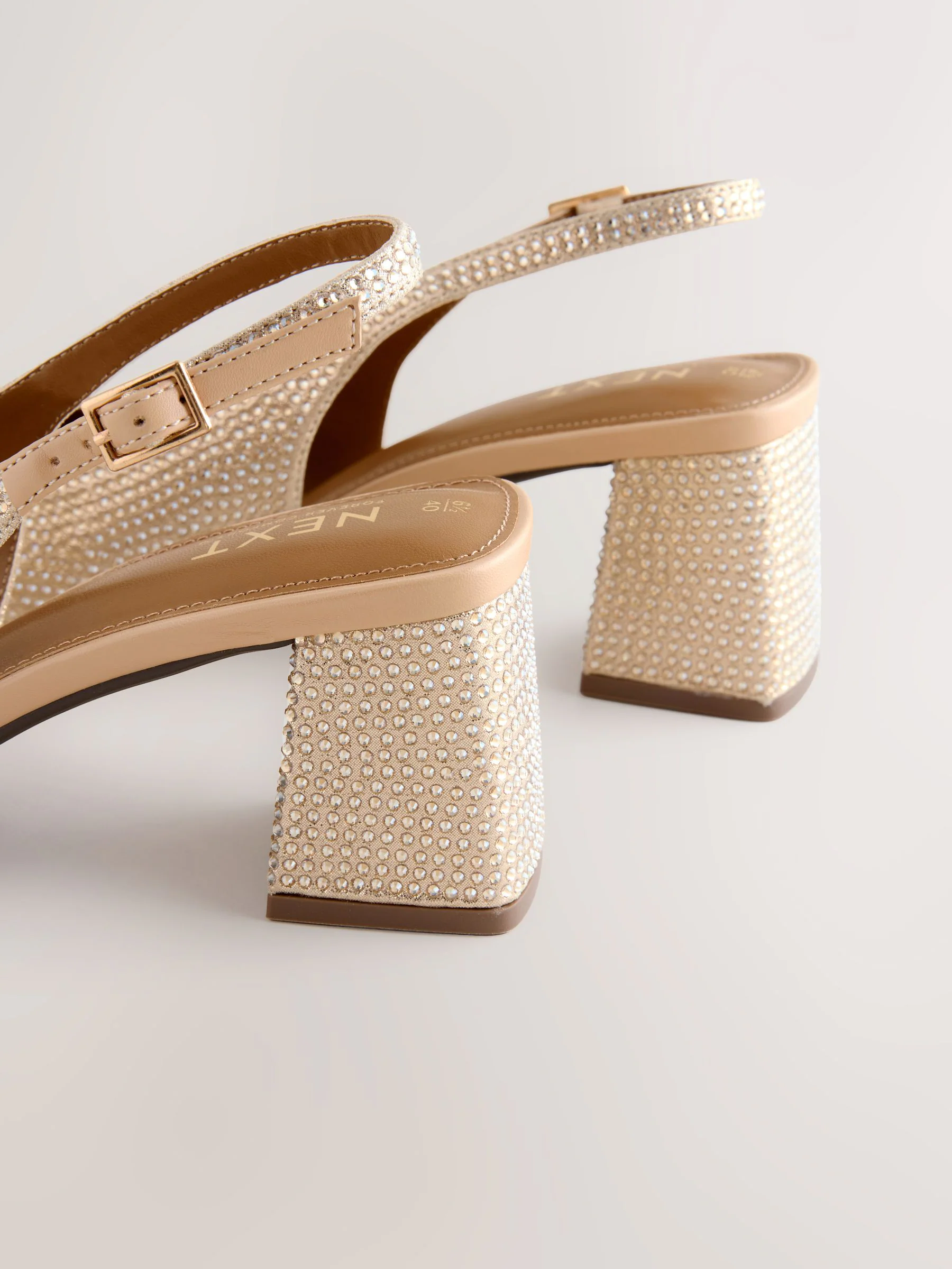Goud - Forever Comfort® Square Toe Slingback Block Heels