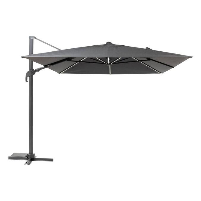 Parasol déporté rectangulaire MELHIA Anthracite avec LED