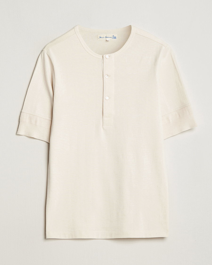 Merz b. Schwanen Short Sleeve Organic Cotton Henley Nature