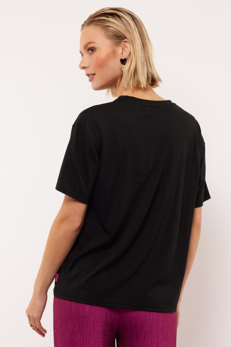 Fluresk zwarte dames t-shirt