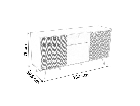 URBAN LIVING - Buffet contemporain effet bois chelsea - l. 150 x h. 78 cm ...