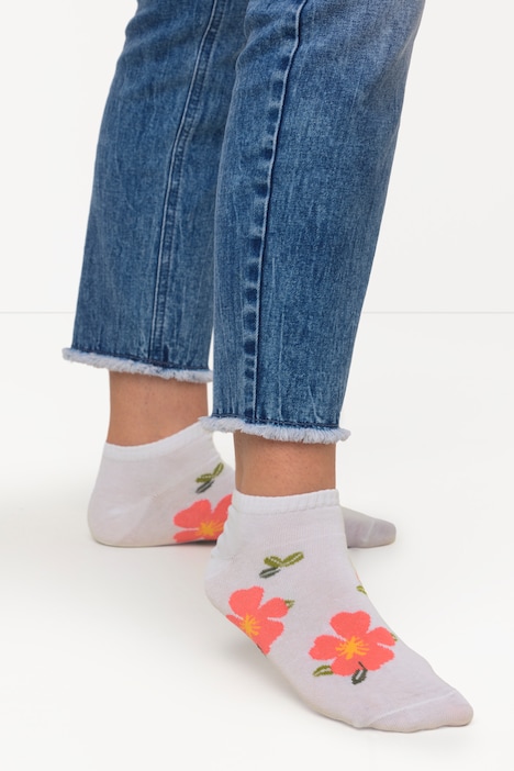 Sneakersocken, Blumen, extrakurzer Schaft