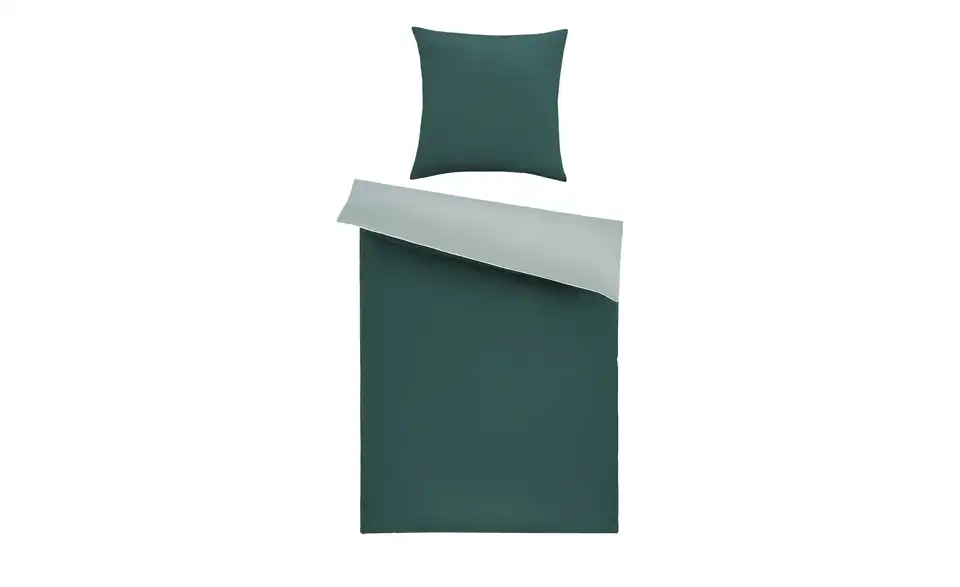 como Satin Wende-Bettwäsche Satin Piping Grün 135x200 cm, 80x80 cm