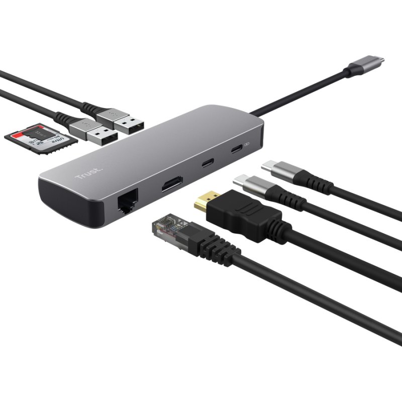 Trust 25672 hub & concentrateur USB Type-C Gris