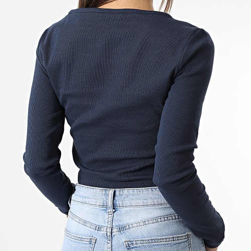Tee Shirt Manches Longues Crop Femme Baby Rib 4278 Bleu Marine