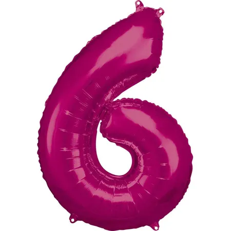 amscan Folienballon Zahl 6, pink