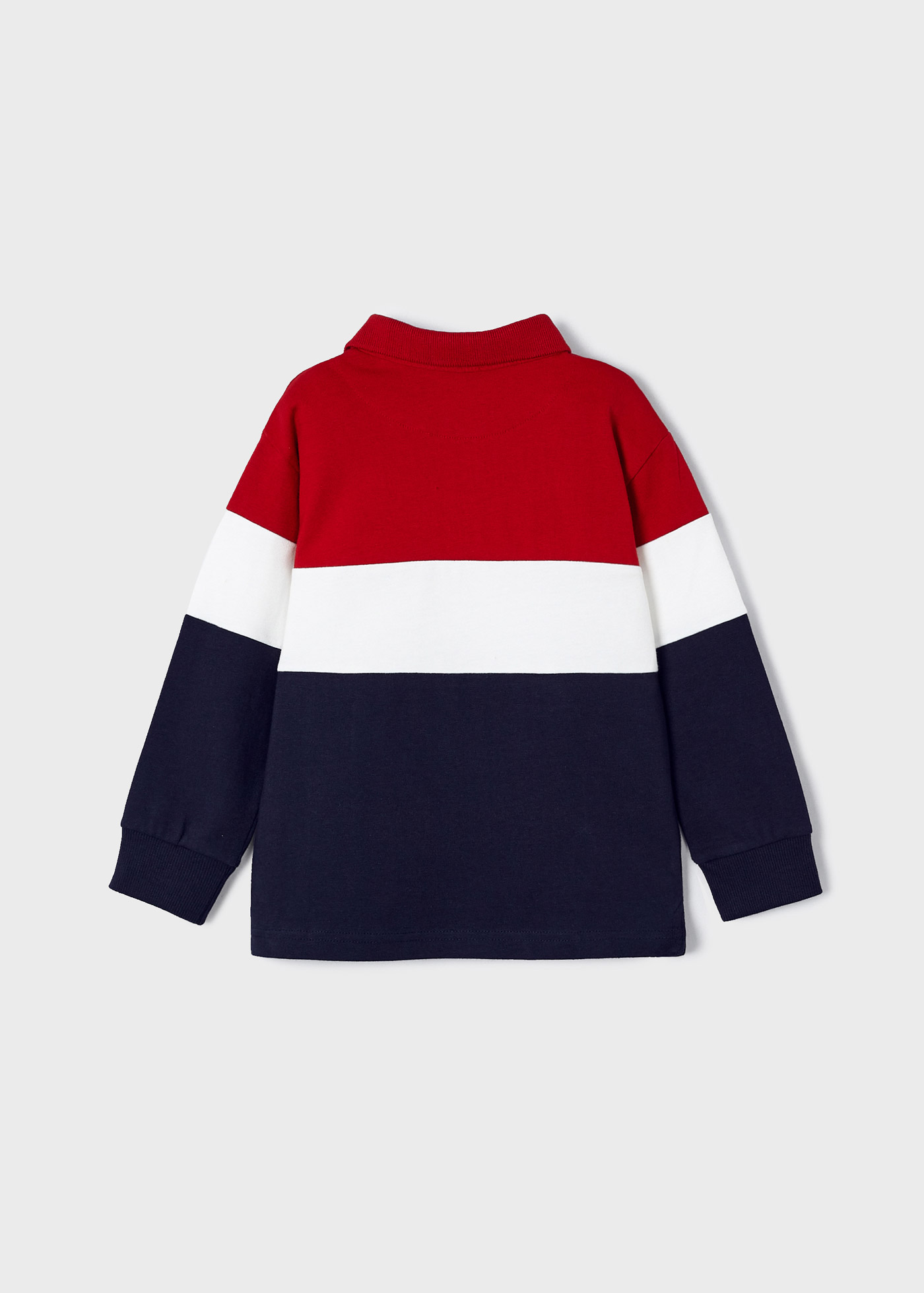 Polo infantil Better Cotton com blocos de cores