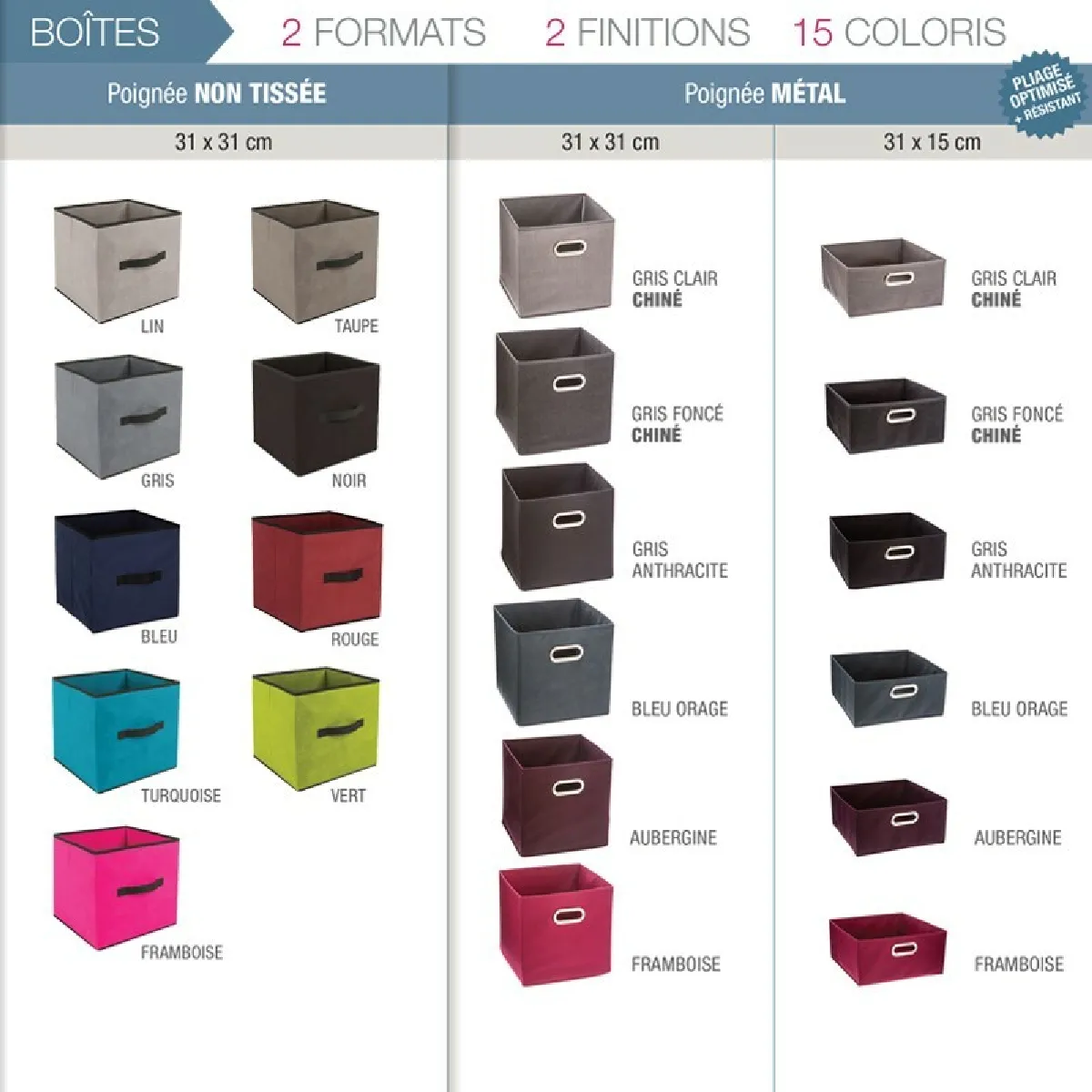 Boîte de Rangement Pliable Beige