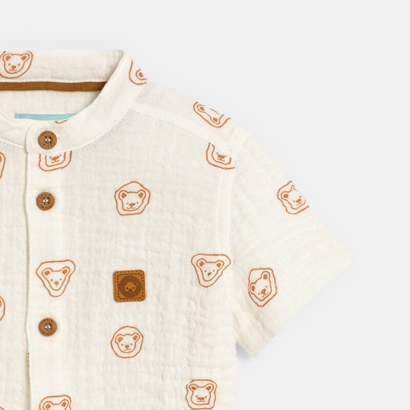 Chemise gaze de coton animaux blanc bébé garçon Blanc