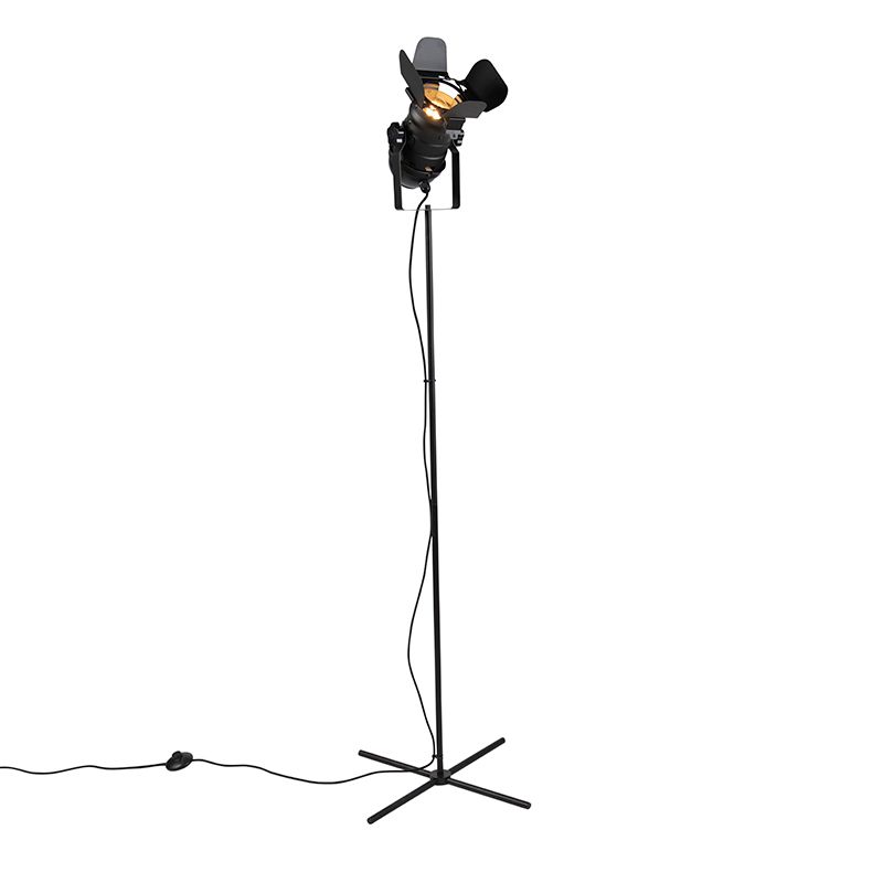 Industriële vloerlamp zwart kantelbaar - Movie