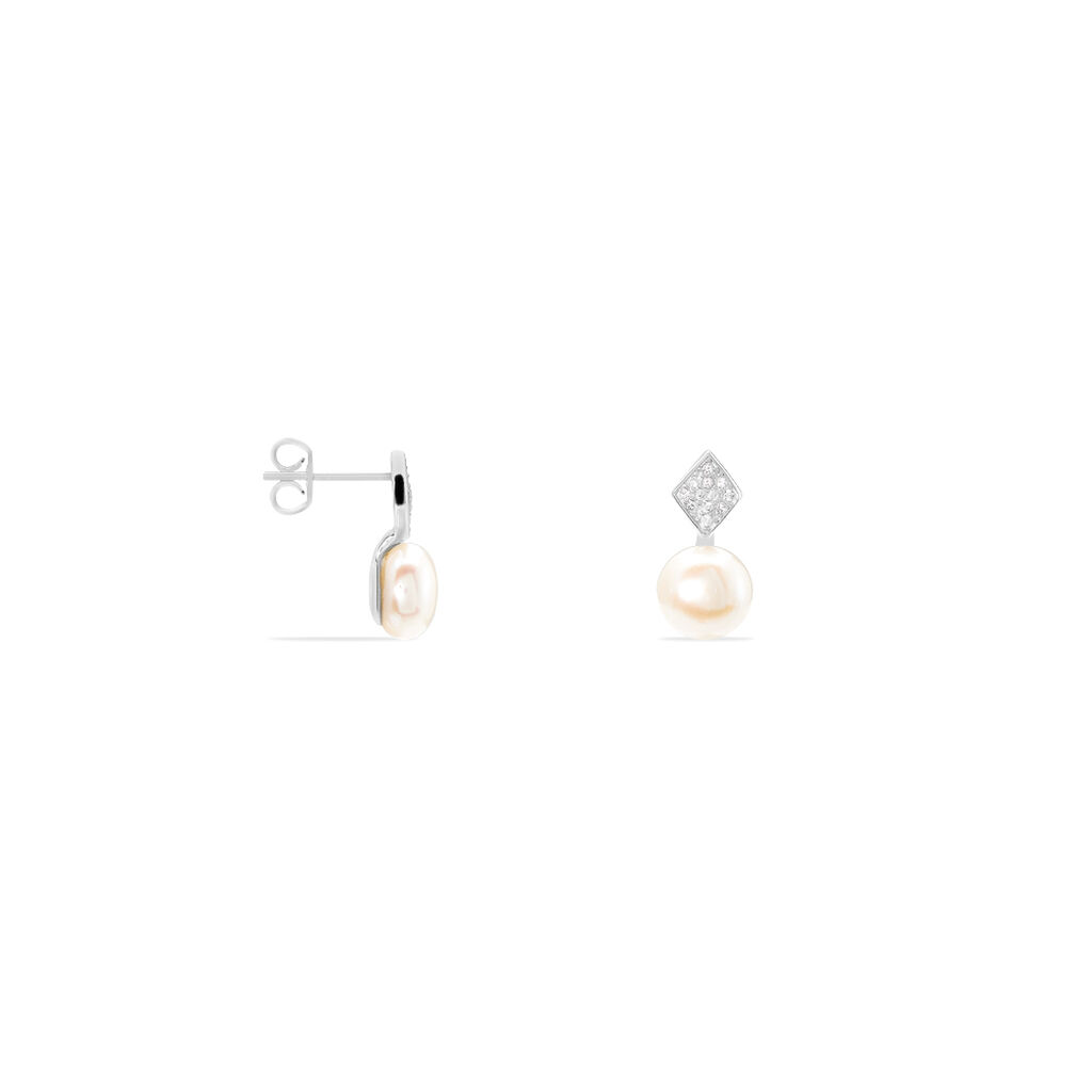Boucles D'oreilles Pendantes Shirine Argent  Perle De Culture Et Oxyde