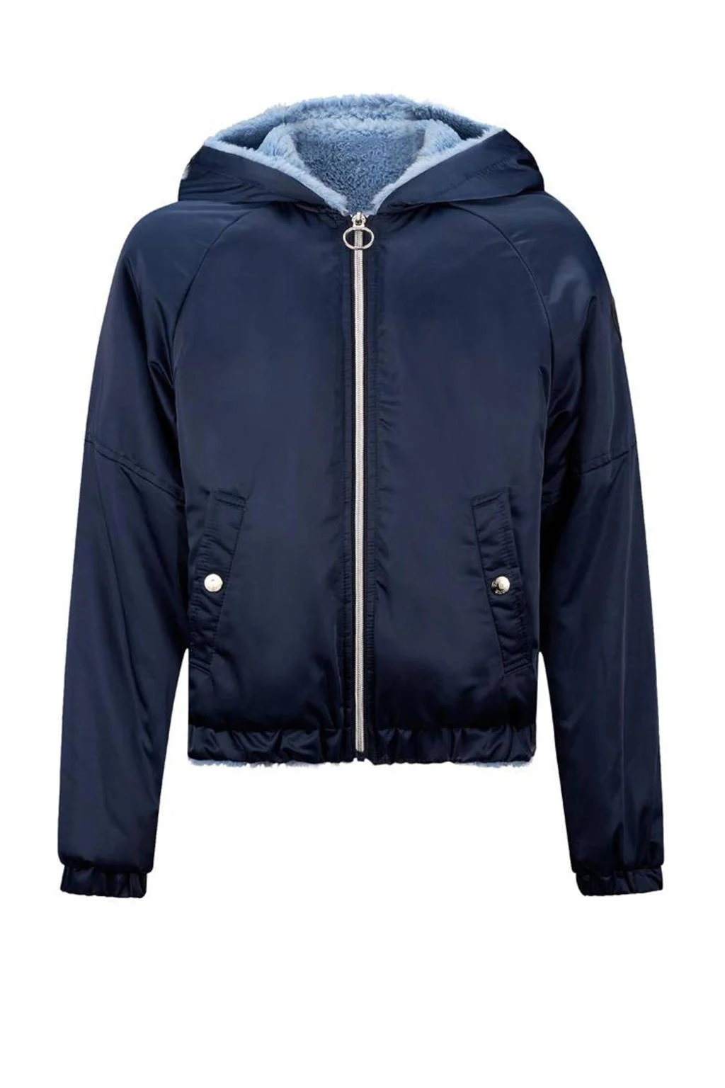 Retour Jeans reversible imitatiebont winterjas Mia donkerblauw/lichtblauw