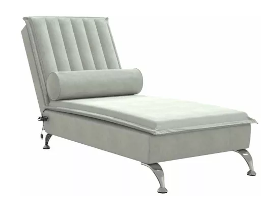 Prolenta Premium - Chaise longue de massage avec traversin gris clair velours