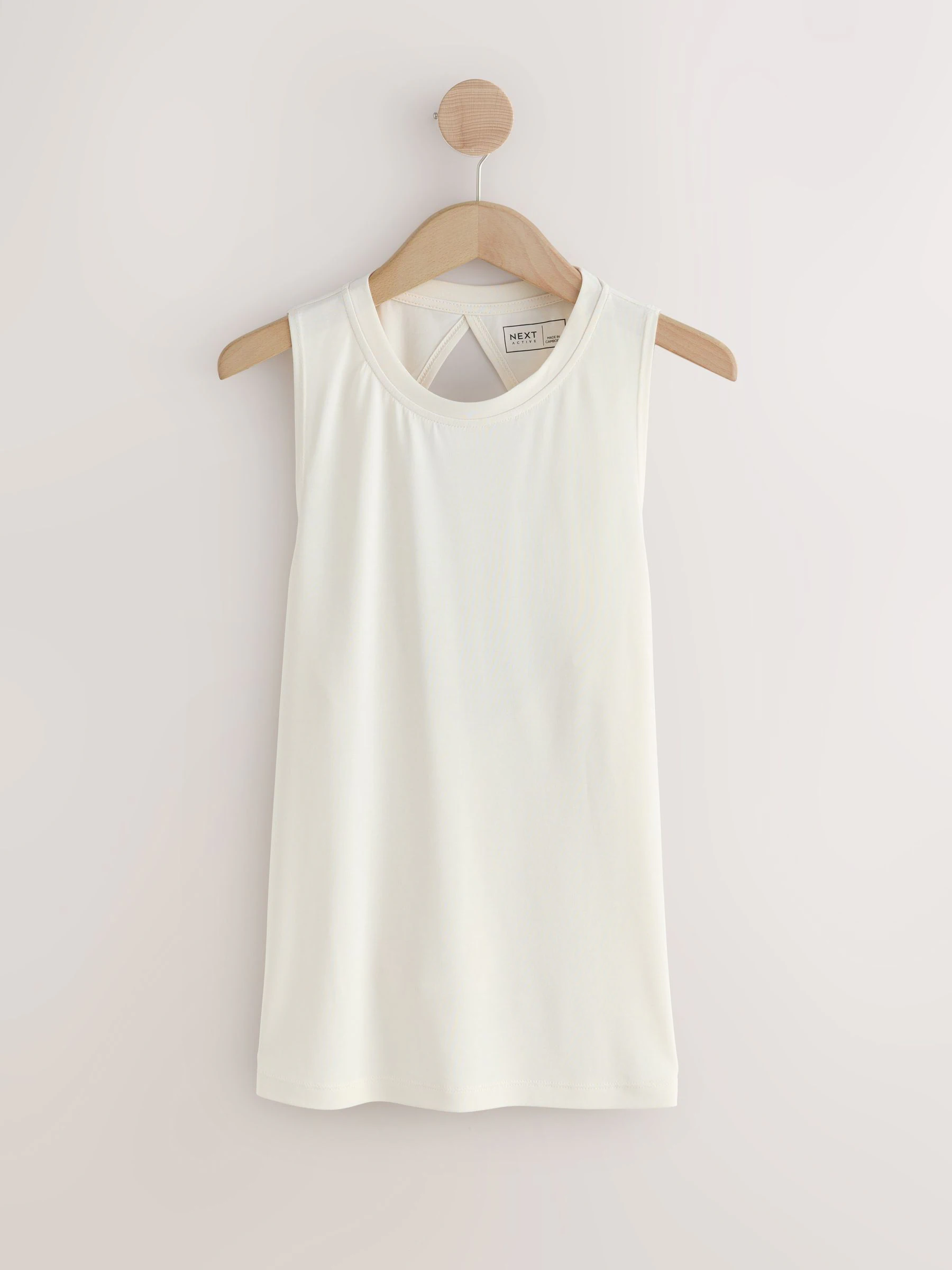 Oesterkleurig - Actieve lichtgewicht modale tanktop met twist aan de achterkant