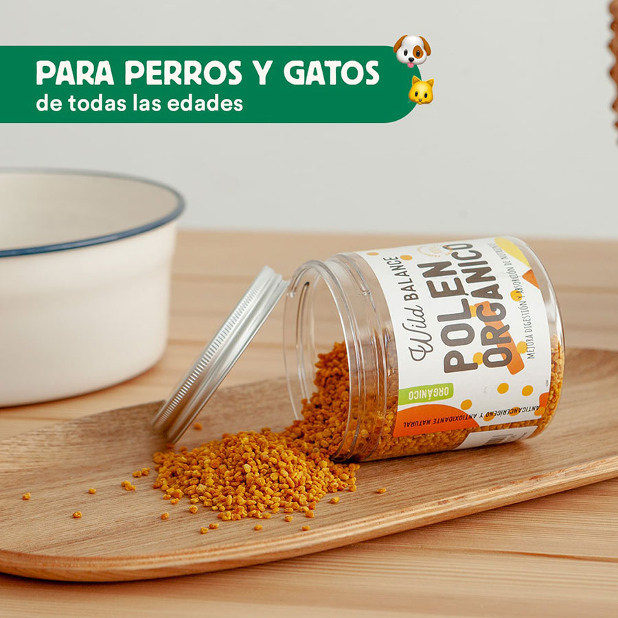 Suplemento de pólen orgânico para animais de estimação