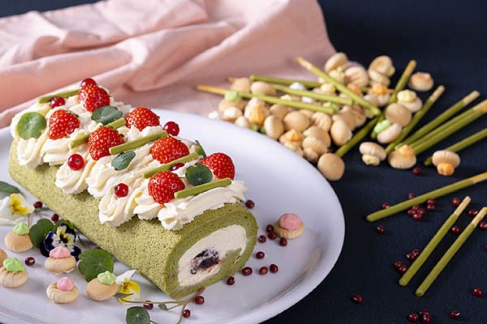 Matcha cakerol met rode bonen