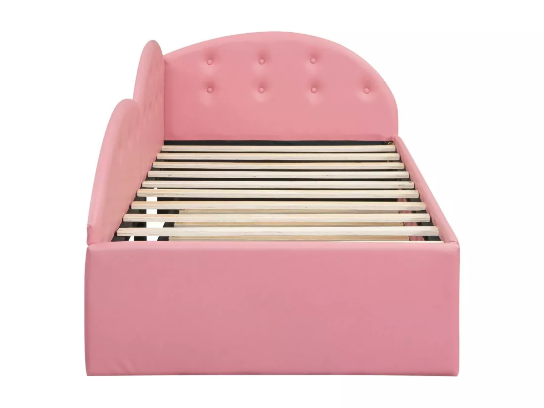 Lit banquette 90x200cm en similicuir + lit gigogne 80x190cm - Rose