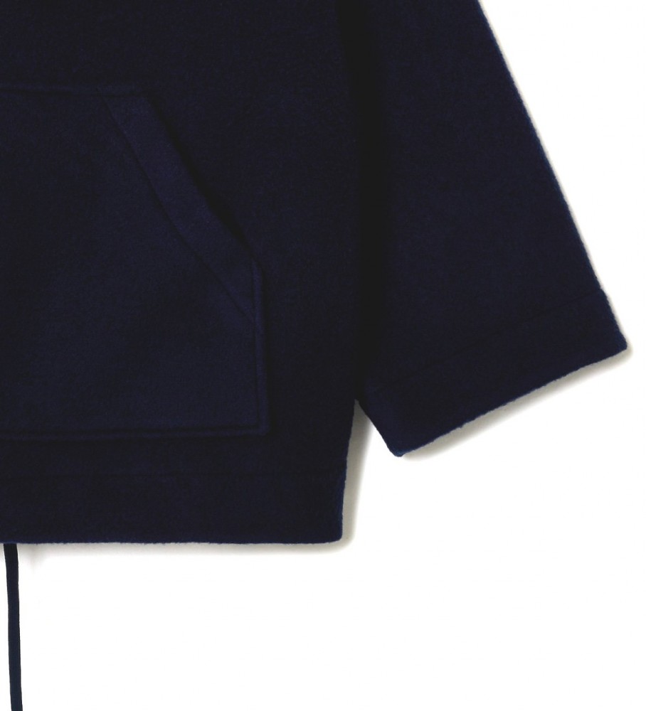 Casaco curto oversized Lacoste azul-marinho em lã reciclada