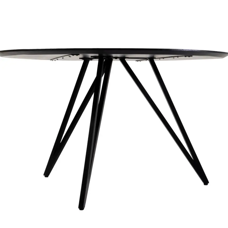 Eettafel Rond 130cm - Zwart Metaal - 4-6 Personen - Marly