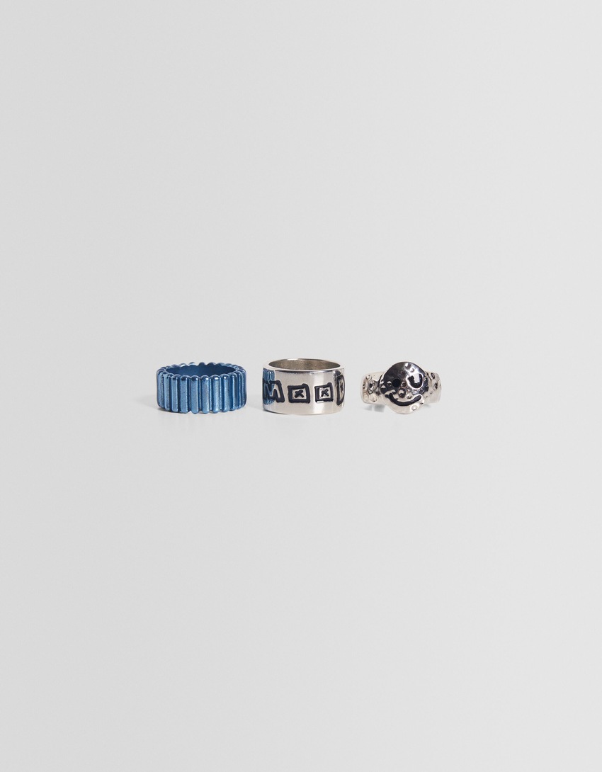 Conjunto de 3 anéis coloridos