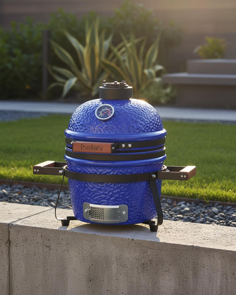 Mini houtskoolgrill KAMADO Keramiek Blauw