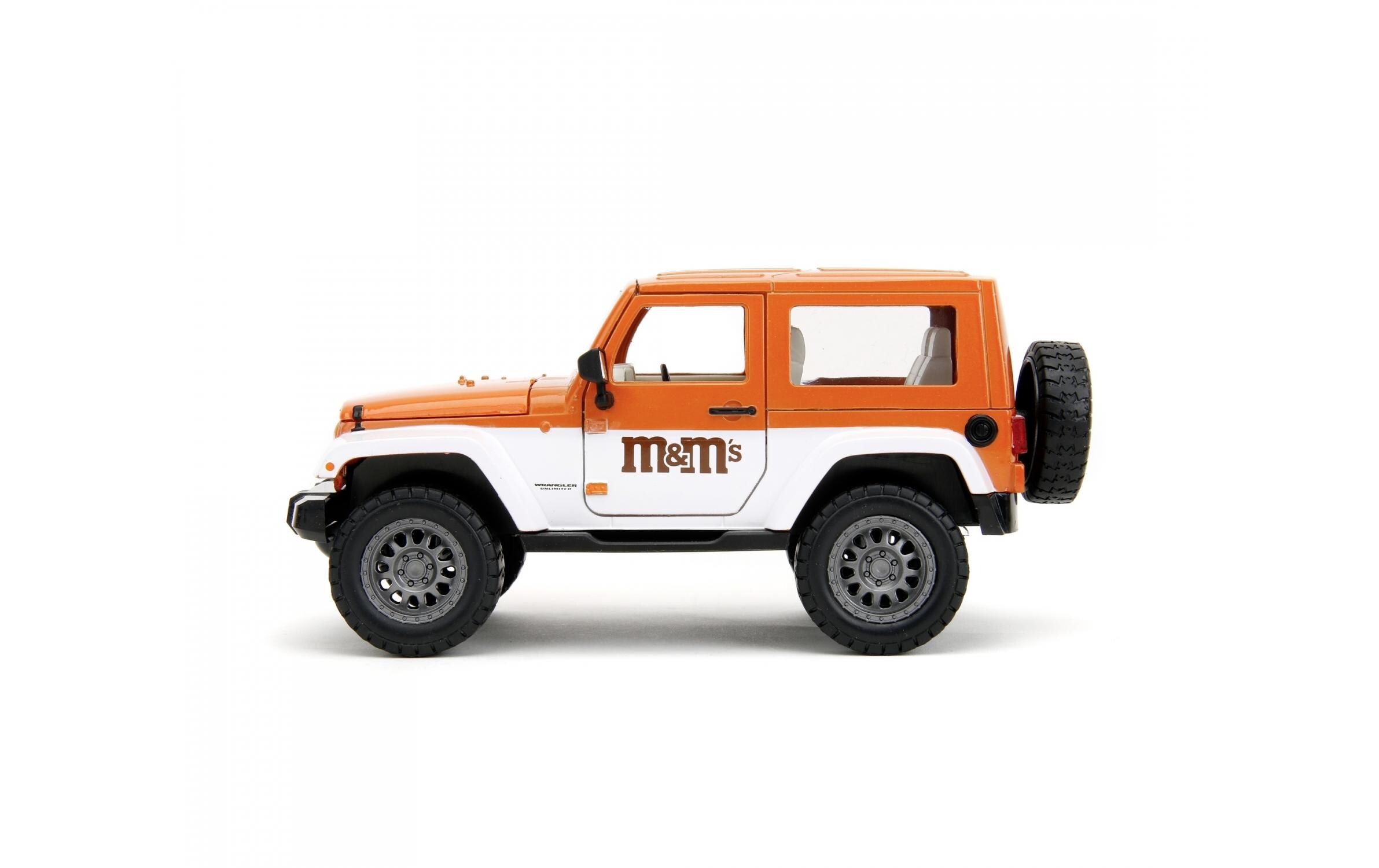 Jeep Wrangler 2007 M&Ms 1:242007 Jeep Wrangler Modellauto mit Orange M&M Figur