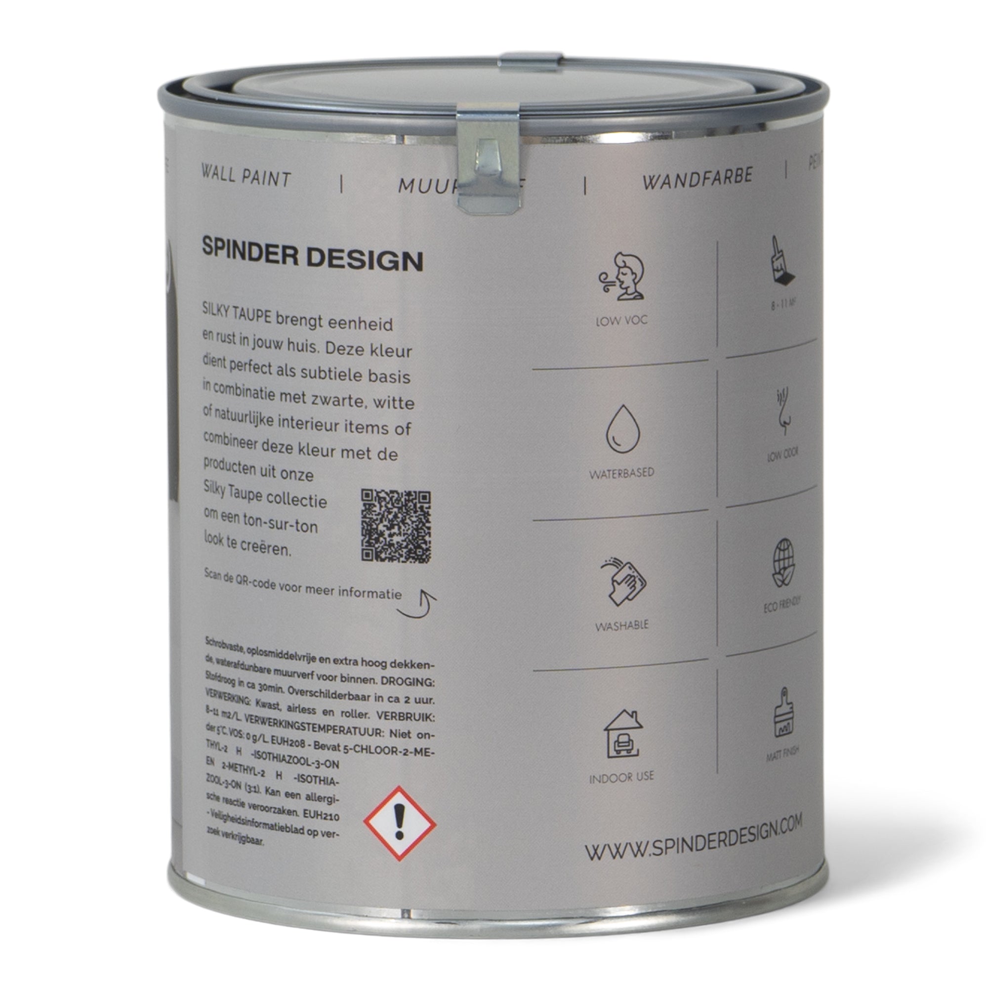 SPINDER DESIGN WALL PAINT 1L Muurverf - Silky Taupe