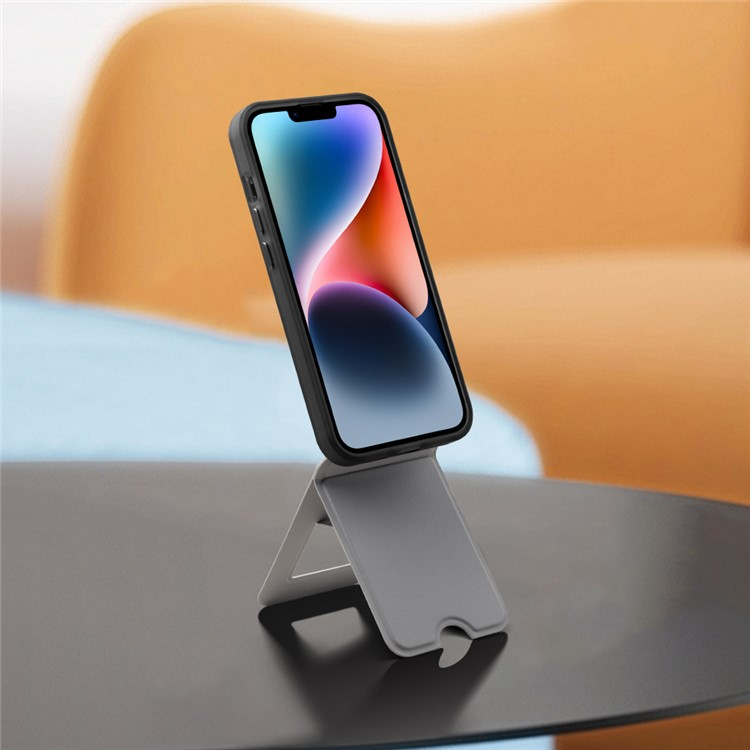 Faltbare Kunstleder Handy / Smartphone Halterung Tisch Ständer - Schwarz