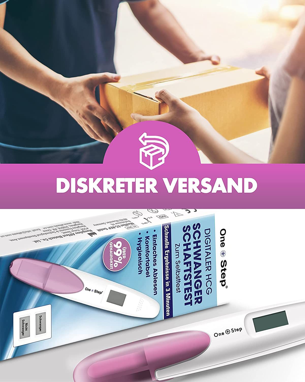 One+Step digitaler Schwangerschaftstest mit klarer Anzeige 