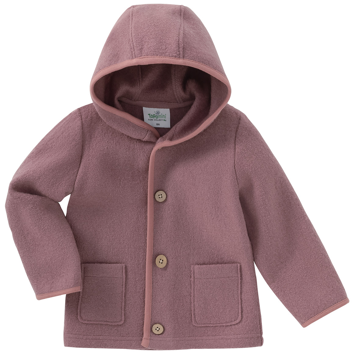 Topomini Pure Collection Baby Wollwalk-Jacke mit Umschlagbündchen rosa