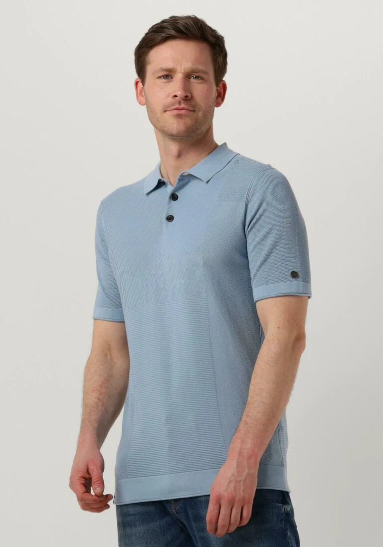 CAST IRON lichtblauwe cast iron polo short sleeve polo cotton modal