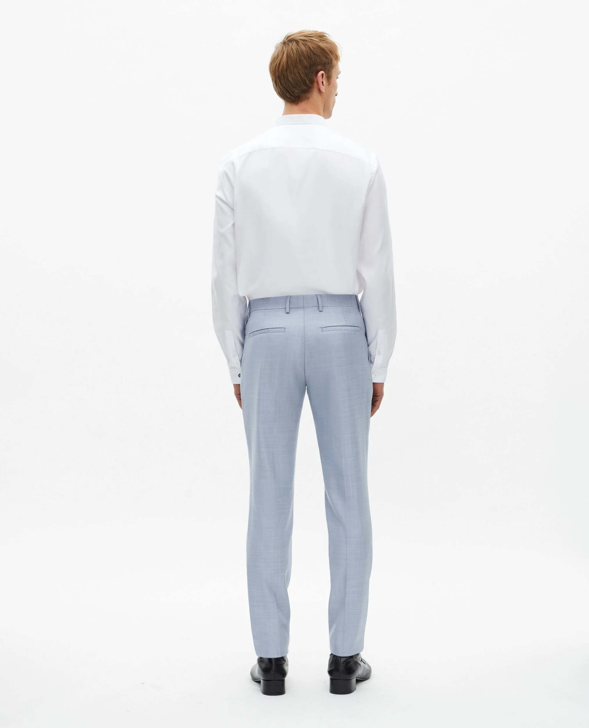 Pantalon de costume en laine coupe ajusté bleu
