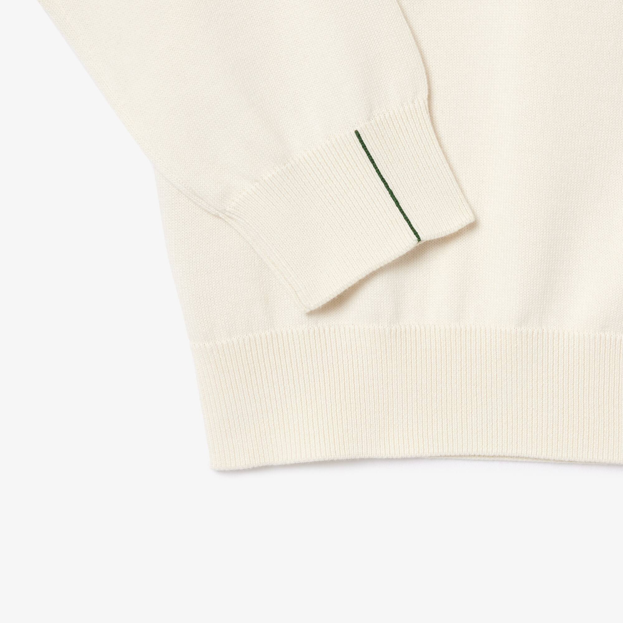 Pull à col rond en coton uni Pullovers - Blanc - Lacoste - Homme