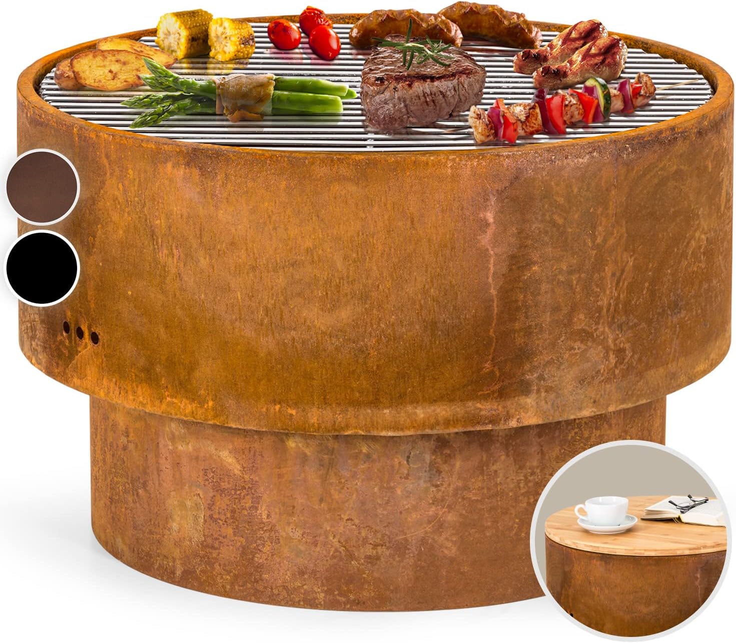 Blumfeldt Tragbarer Holzöfen-Grill für Garten und Camping, mit Ständer, multifunktional, sehr robust