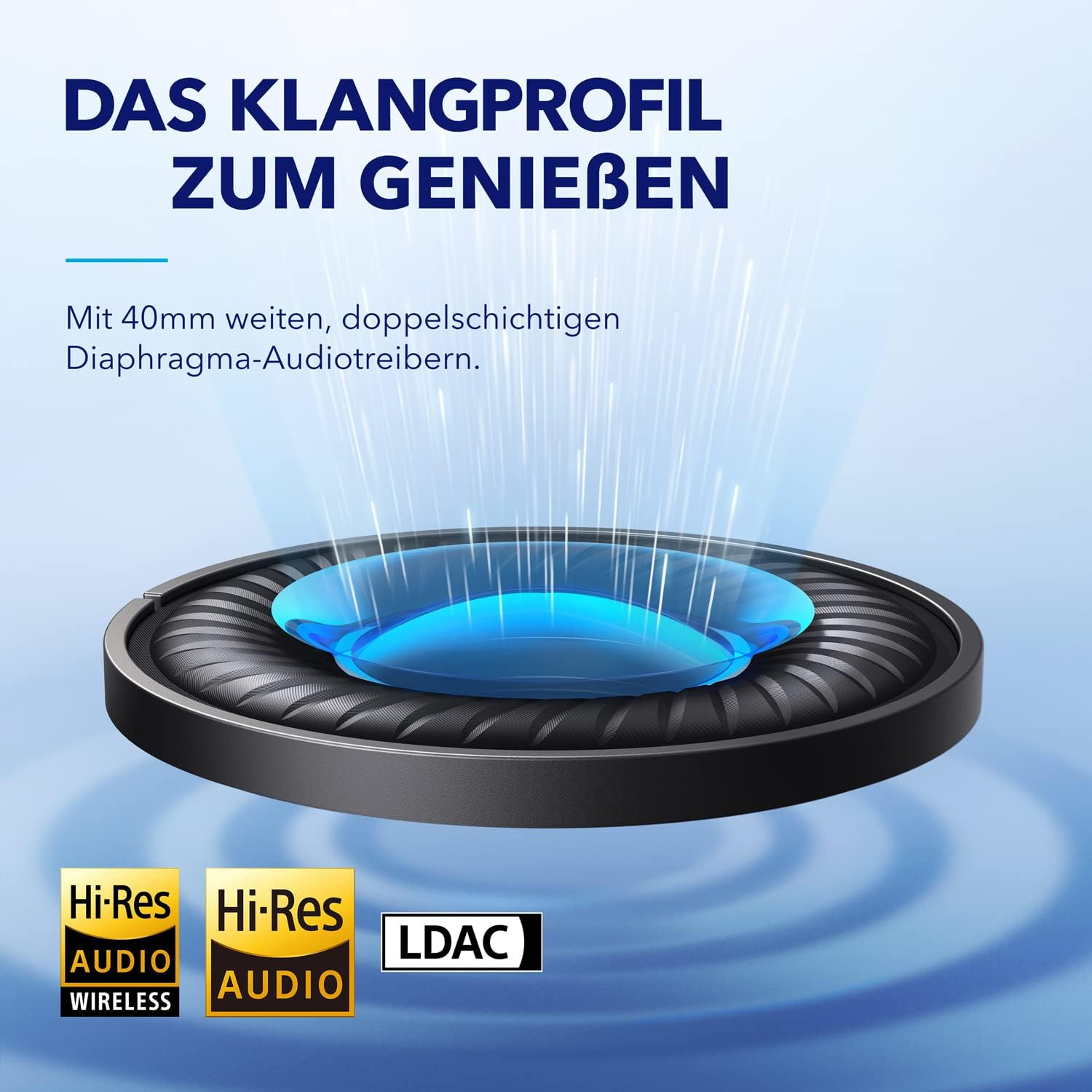 Space Q45 Bluetooth 5.3 Over-Ear Kopfhörer mit aktiver Geräuschunterdrückung (A3040G11) - Schwarz