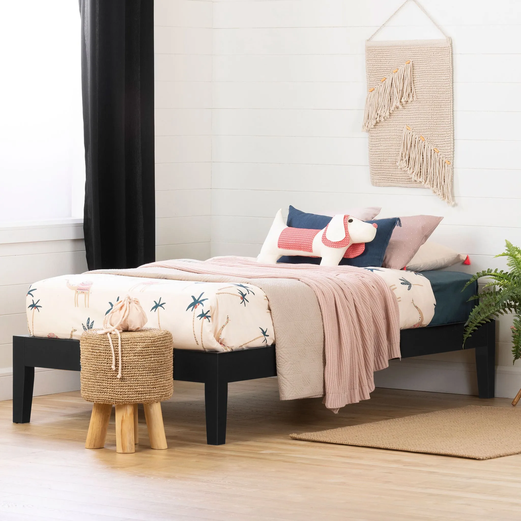 South Shore Base de Lit Simple - Vito Noir solide