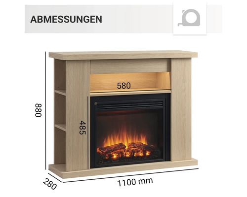 Elektrische haard Balderia William licht eiken 2000 watt