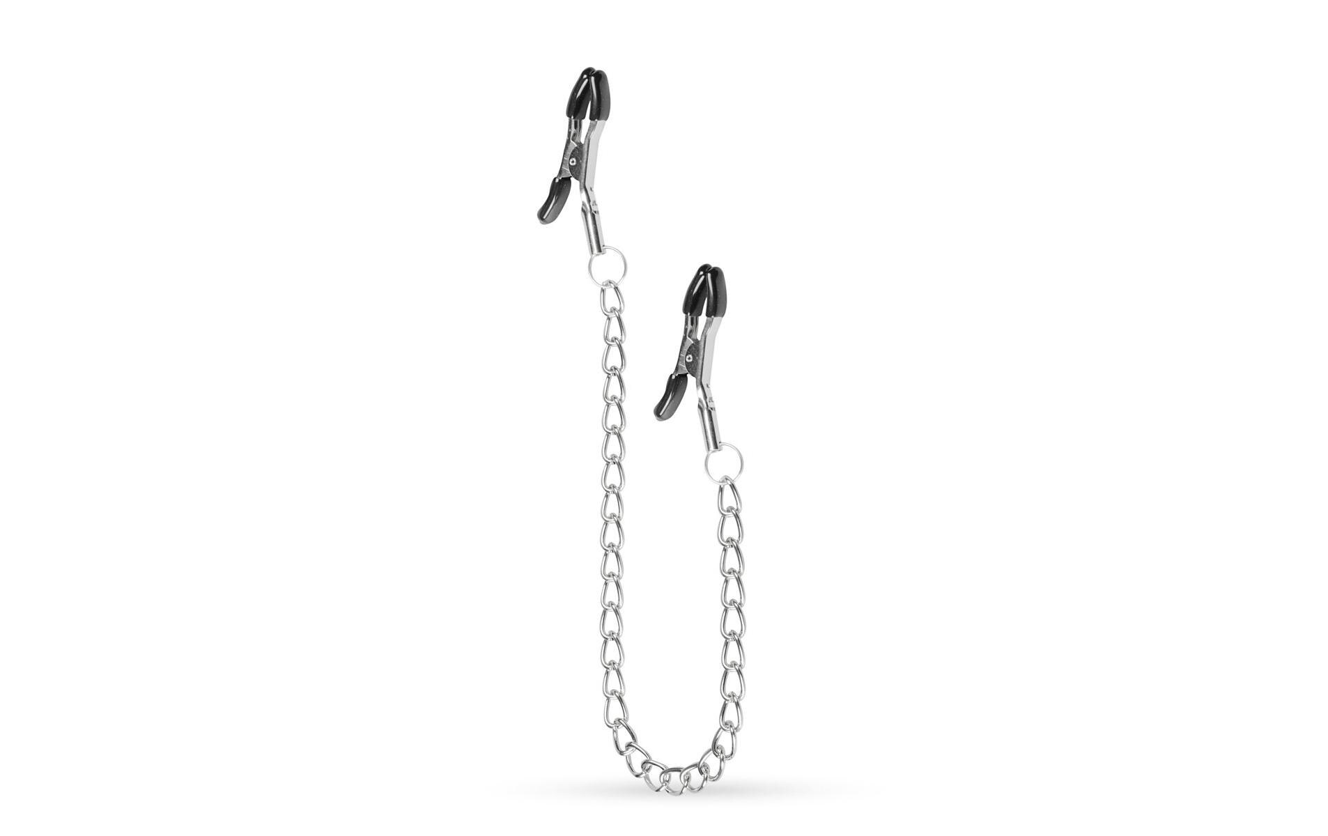 Klassische Nippelklemmen mit Kette SilberMetallklemmen für die Nippel für erotische Bondage-Spiele